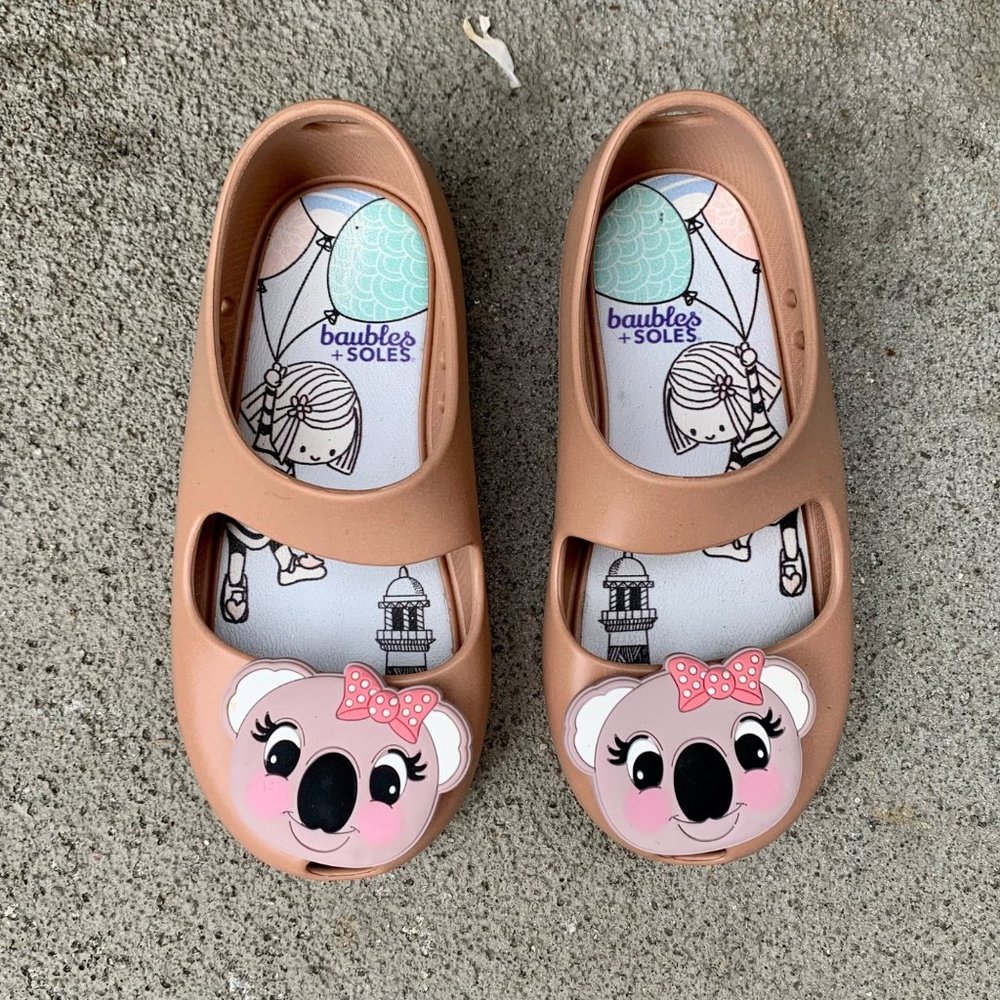 BAUBLES + SOLES Girls Koala Jelly Shoes 10 27 Mauve Pink Mary Jane Toddler Girl - Picture 2 of 9